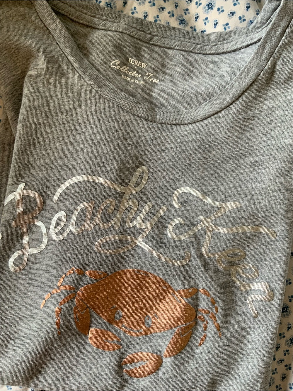 J. Crew Collectors Heather Gray Beach Crab Graphic T-shirt